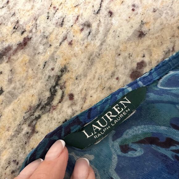 Ralph Lauren Blue Swim Beach Cover Up Chiffon Tunic Paisley XL 1X - Picture 4 of 6